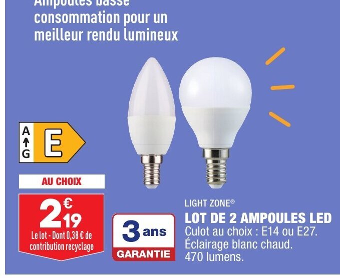 Promo Lot de 2 Ampoules Led chez ALDI