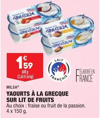 ALDI Milsa Yaourts à La Grecque Sur Lit de Fruits offre