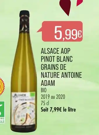 Match Alsace AOP Pinot Blanc Grains de Nature Antoine Adam offre