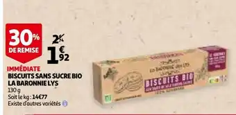 Auchan Biscuits sans sucre bio la baronnie lys offre