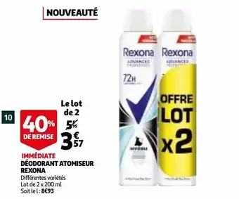 Auchan Supermarché Déodorant atomiseur rexona offre