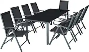 Amazon Tectake aluminium 8+1 salon de jardin ensemble sièges meubles chaise table en verre - diverses couleurs au choix - (gris f... offre