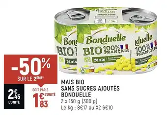 Bonduelle mais bio sans sucres ajoutés