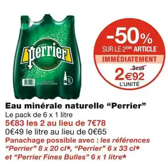 Monoprix Perrier eau minérale naturelle offre