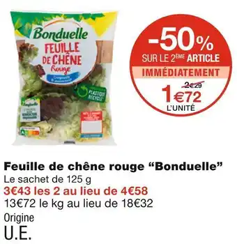 Monoprix Bonduelle feuille de chêne rouge offre