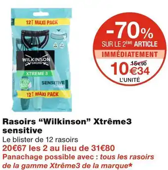 Monoprix Wilkinson rasoirs xtrême3 sensitive offre