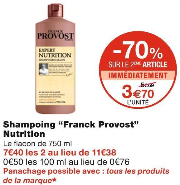 Promo Franck provost shampoing nutrition chez Monoprix