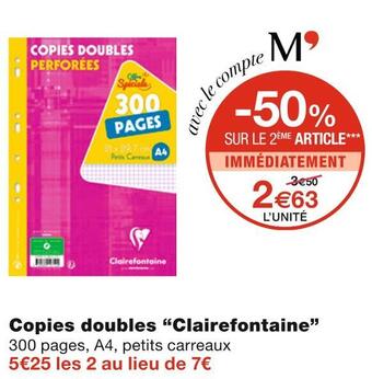 Monoprix Clairefontaine copies doubles offre