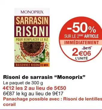 Monoprix Monoprix risoni de sarrasin offre