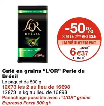 Monoprix L’or café en grains perle du brésil offre