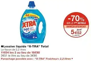 Monoprix X-tra lessive liquide total offre
