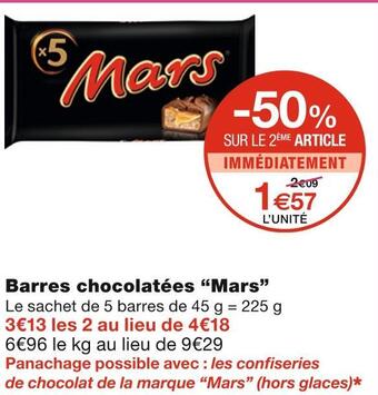 Monoprix Mars barres chocolatées offre