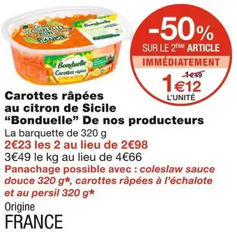 Monoprix Bonduelle carottes râpées au citron de sicile de nos producteurs offre