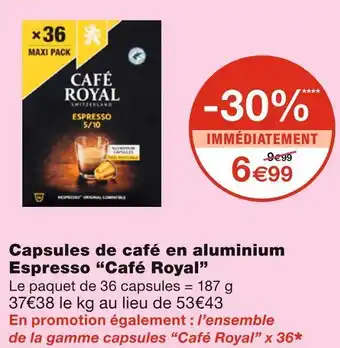 Café royal capsules de café en aluminium espresso