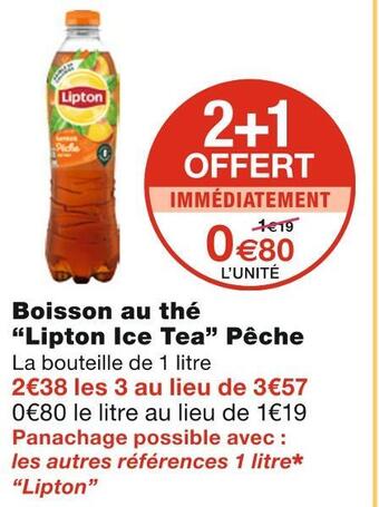 Monoprix Lipton ice tea boisson au thé pêche offre