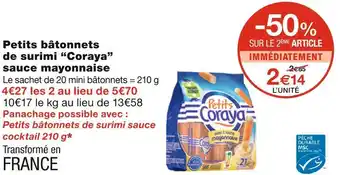 Monoprix Coraya petits bâtonnets de surimi sauce mayonnaise offre