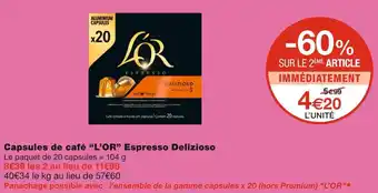 Monoprix L’or capsules de café espresso delizioso offre