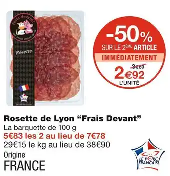 Monoprix Frais devant rosette de lyon offre