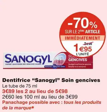 Monoprix Sanogyl dentifrice soin gencives offre