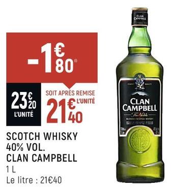 Spar Clan campbell scotch whisky 40% vol. offre