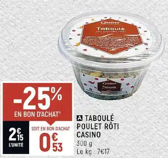 Casino taboulé poulet rôti