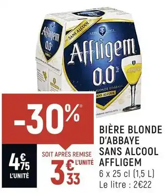 Spar Affligem bière blonde d’abbaye sans alcool offre