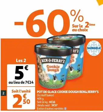 Auchan Pot de glace cookie dough ben&jerry's offre