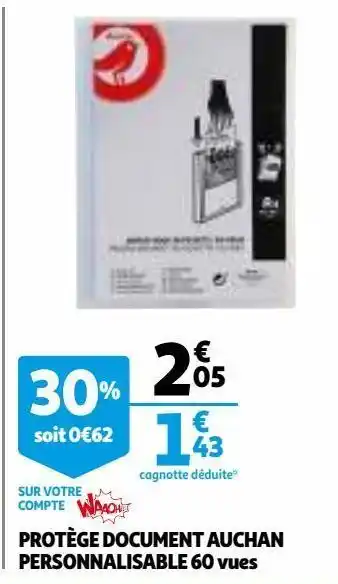 Auchan Supermarché Protège document auchan personnalisable 60 vues offre