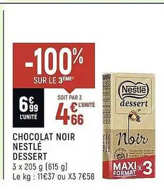 Spar Chocolat noir nestlé dessert offre