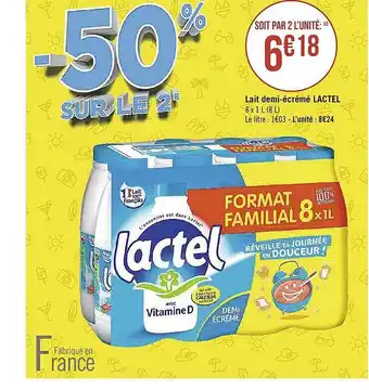 Casino Supermarchés Lait demi-écrémé lactel offre