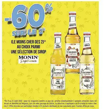 Casino Supermarchés Sirop monin expérience offre
