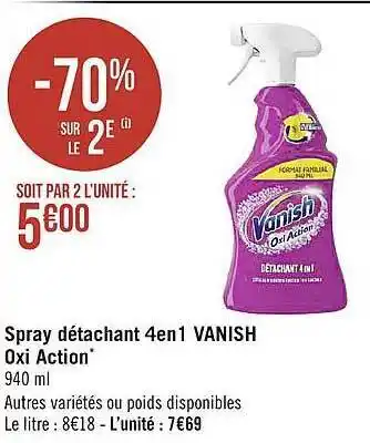 Casino Supermarchés Spray détachant 4 en 1 vanish oxi action offre
