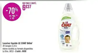 Casino Supermarchés Lessive liquide le chat bébé offre