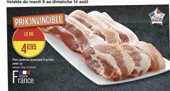 Porc poitrine tranchée à griller avec os