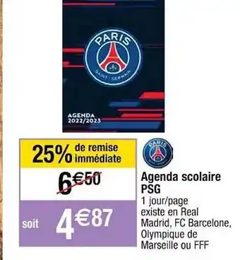 Cora x Carrefour Agenda scolaire psg offre