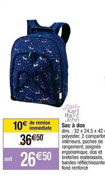 Cora x Carrefour Sac à dos little karl marc john offre