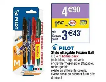 Cora x Carrefour Stylo effaçable frixion ball pilot offre