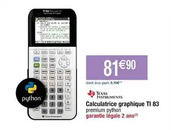 Cora x Carrefour Calculatrice graphique ti 83 texas instruments offre