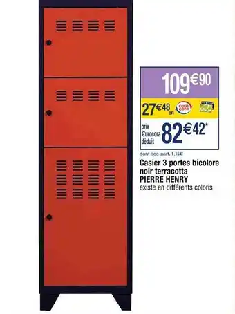 Cora x Carrefour Casier 3 portes bicolore noir terracotta pierre henry offre