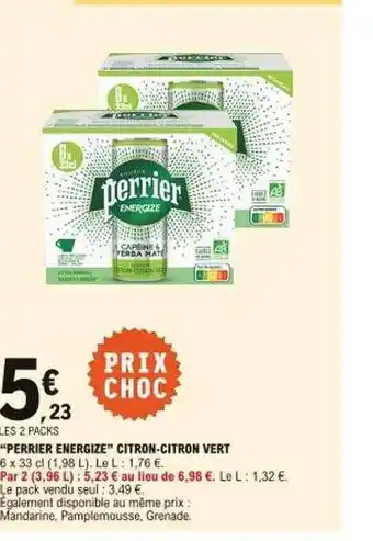 Offre "perrier energize" citron-citron vert chez e leclerc