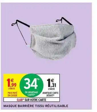Intermarché Masque Barrière Tissu Réutilisable offre