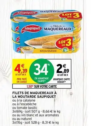 Intermarché Filets De Maquereaux à La Moutarde Saupiquet offre
