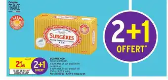 Intermarché Beurre Aop Doux Surgères offre