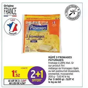 Intermarché Express Râpé 3 fromages pâturages offre