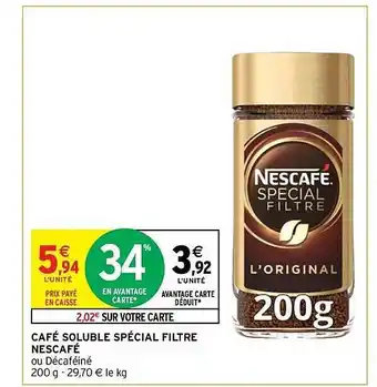 Intermarché Express Café soluble spécial filtre nescafé offre