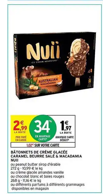 Intermarché Express Bâtonnets de crème glacée caramel beurre salé & macadamia nuii offre