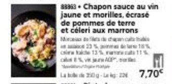 Thiriet Chapon sauce au vin jaune et morilles, écrasé de pommes de terre et céleri aux marrons offre