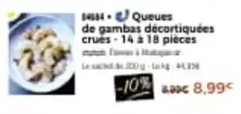 Thiriet Queues de gambas décortiquées crues offre