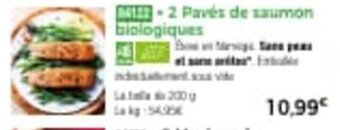 Thiriet 2 pavés de saumon biologiques offre