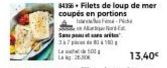 Filets de loup de mer coupés en portions